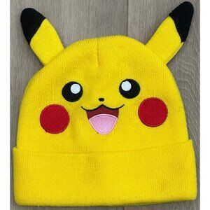 Pokemon Pikachu Face With Ears Beanie One Size Fits Most Official